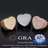 Pass Diamond Tester glacé Argent Sterling 925 Plaqué Or Rappeurs Bijoux VVS Diamant Moissanite Bague Hip Hop