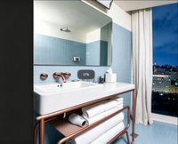 Armoire de salle de bain murale encastrée avec miroir et pieds en acier inoxydable, console en fer forgé et cadre métallique assorti, pour rangement de médicaments
