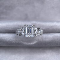 Bague Mlluki Moissanite en argent sterling 925, taille émeraude, 2 carats, forme cube de sucre 6x8 mm