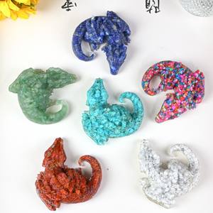 Cristal natural, grava de cristal, adorno de dragón volador de resina epoxi, adorno de cristal, decoración de escritorio al por mayor - Product Image 2