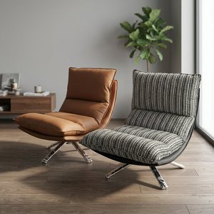Silla Moderna de Terciopelo para Descanso, Respaldo Sólido, Giratoria, Estilo Mid-Century, Mueble para Sala de Estar - Product Image 1