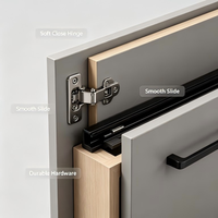 Meubles de cuisine modernes en bois grainé avec îlot, ensemble d'armoires de cuisine personnalisées en contreplaqué MDF et bois massif