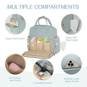 Bolso de hombro de nailon ligero con múltiples compartimentos para mujer, mochila de viaje a prueba de salpicaduras, bolsa de pañales con logotipo personalizado para mamá - Product Image 3