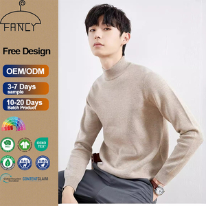 Mùa Thu Mùa Đông Người Đàn Ông Mới Của Nửa Cao Cổ 100% Cotton Lỏng Màu Rắn Bên Trong Dệt Kim Cơ Sở Áo Sơ Mi Giản Dị Phong Cách Áo Len - Product Image 1