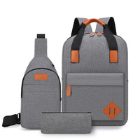 Ensemble de Sacs de Voyage Scolaires Tendance 3-en-1 avec Logo Personnalisé : Sac à Dos, Sacoche Poitrine et Sac à Main – Grande Capacité pour Ordinateur Portable Intelligent, Idéal pour l'Université