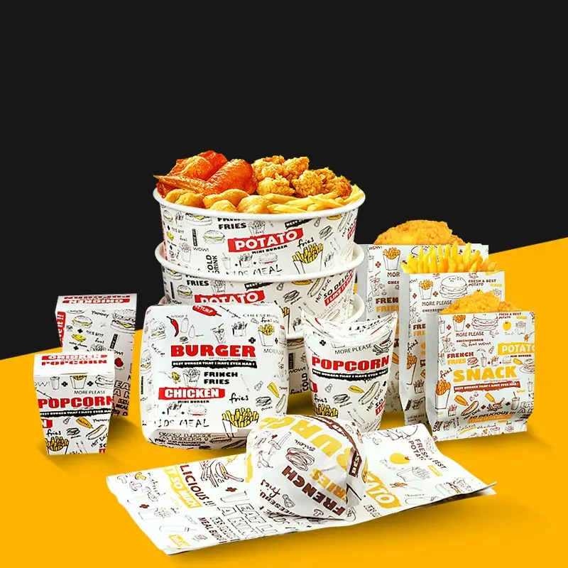 Embalagem de papel personalizada de embalar o logotipo em papel personalizado embalar salada de macarrão frango friado recipientes de comida