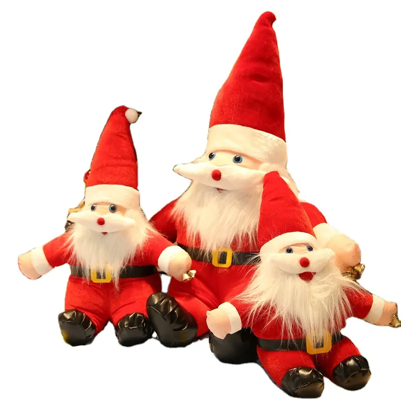 Venta al por mayor de varios tamaños lindo creativo Navidad Santa Claus juguetes de peluche para la decoración del hogar