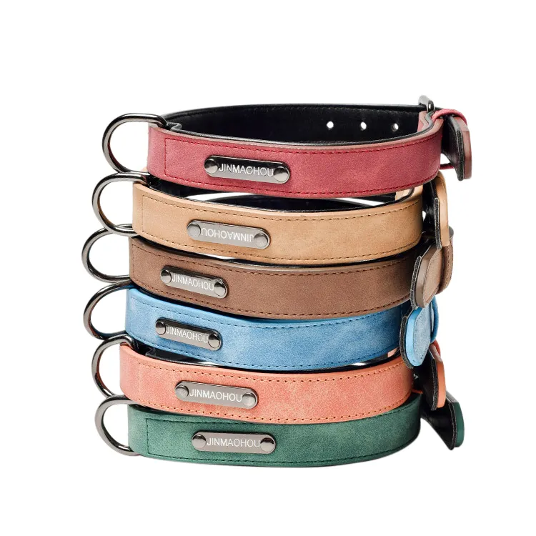 Wholesale Pet Leash Collar Adjustable Pet Training Leather Collars For Medium And Large Dogs