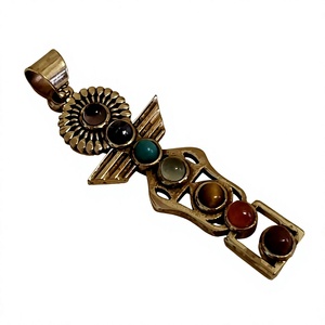 หินหลายเจ็ดจี้จักระโบฮีเมียนสีทองทองเหลือง7จักระ - Product Image 2