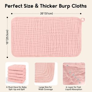 12 Pack Muslin <strong>Burp</strong> <strong>Cloths</strong> 100% Cotton Muslin <strong>Cloths</strong> Large 20''x10'' Extra Soft And Absorbent Baby Burping <strong>Cloth</strong> - Product Image 3