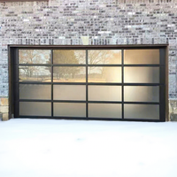 Porte de garage moderne anti-effraction à ouverture latérale en aluminium avec verre dépoli, tailles personnalisables (9x7 8x7 16x7 pieds)