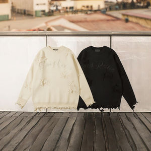 เสื้อไหมพรมโอเวอร์ไซส์สไตล์ฮาราจูกุ  ปักลาย  ระบายอากาศได้ดี  ไม่หด  โลโก้ด้านหน้า  ตัวอักษรที่คอ  แฟชั่น  ฤดูใบไม้ร่วง/ฤดูหนาว 2024 - Product Image 3