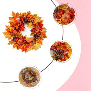 Bestseller Transfrontaliero: Decorazione Murale Stile Fattoria con Ghirlanda di Foglie d'Acero, Fiori di Schiuma, <span class=keywords><strong>Zucca</strong></span> e Bacche per il Ringraziamento - Product Image 4