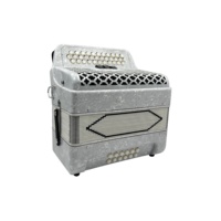 SEASOUND Accordéon professionnel OEM diatonique 34 boutons 12 basses 3 registres, corps en celluloid blanc et bois, boutons, portable JB3412B