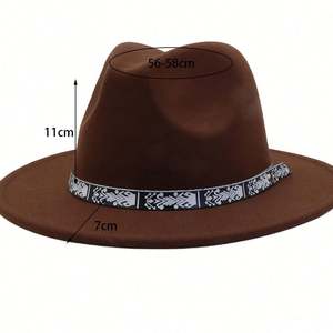 Chapeau Fedora en feutre style ethnique rétro britannique à large bord pour homme et femme, idéal pour une tenue décontractée - Product Image 2