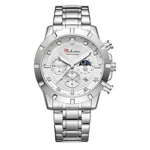 Montre pour homme en acier inoxydable étanche avec cadran soleil <span class=keywords><strong>lune</strong></span> étoile quartz classique tendance lumineuse Makawer 1905 - Product Image 6