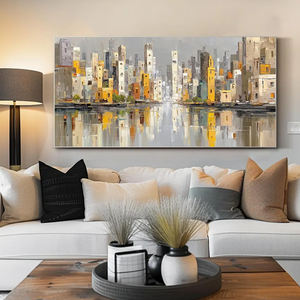 <span class=keywords><strong>Arte</strong></span> Murale di Lusso per Arredamento Casa, Stampa Artistica Astratta con <span class=keywords><strong>Riflessi</strong></span> Urbani, Dipinto a Olio su Tela Moderno di Grandi Dimensioni - Product Image 2