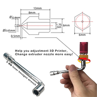 YouQi Kit Peralatan Nosel MK8, Nosel Kuningan 0.4Mm 25 Pcs dengan Jarum Pembersih Kunci Pas Hex