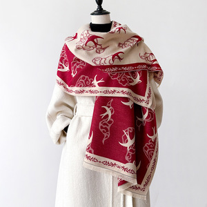 ผ้าคลุมไหล่มุสลิมแบบสองด้านสำหรับฤดูหนาว ปี 2025 ลายรูปนกบิน ดีไซน์คุณภาพสูง เนื้อผ้าคล้ายแคชเมียร์ ผ้าพันคอยาวสำหรับผู้หญิง - Product Image 3