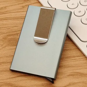 Porte-cartes en Fiber de carbone pour hommes, portefeuille Ultra mince, minimaliste, blocage RFID, porte-cartes de crédit en aluminium avec Clip d'argent