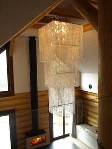 Lampadario moderno personalizzato con nappine di cristallo Villa Loft soffitto alto lustro lampada di cristallo - Product Image 5
