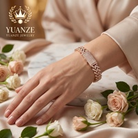 Bracelet cubain plaqué or rose avec logo personnalisé, micro-pavé de moissanite, bijoux fins de luxe pour femmes, OEM