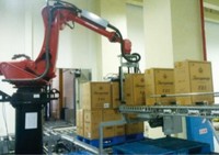 120公斤2500毫米工作半径4轴重型码垛工业机器人，用于纸箱袋堆叠