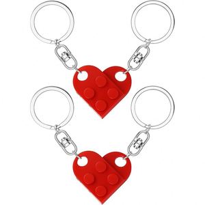 2Pcs Matching Brick Heart Keychain for Couples Best Friend Valentine Is Day Birthday <b>Key</b> <b>Chain</b> Valentines Birthday Anniversaries - Product Image 1