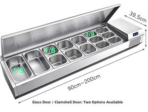 Refrigerador de exhibición de barra de ensalada refrigerada, barra de ensalada refrigerada comercial, mesa de preparación de encimera, refrigerador de mostrador de ensalada fría - Product Image 4