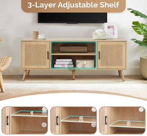 <span class=keywords><strong>Meuble</strong></span> TV 65 pouces avec rangement, étagères réglables <span class=keywords><strong>et</strong></span> gestion des câbles, console TV en bois rainuré <span class=keywords><strong>pour</strong></span> salon (Nouveau) - Product Image 5