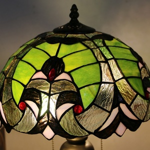LongHuiJing Classical Vintage Handmade Table Lamp Tiffany Green Stained Glass Lampshade Desk <b>Light</b> for Living Room Decoration - Product Image 3