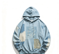 Sweat-shirt à capuche vintage délavé au soleil, imprimé Kornit personnalisé, 100 % coton, épais, respirant, écologique, motif botanique, impression DTG