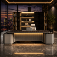 Escritorio Ejecutivo con Luz LED de Control por Voz, Panel de Madera de Lujo, Certificado CE, Ajustable, para Oficina Comercial y Hogar, Venta al Por Mayor