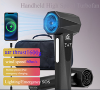 Nouveau ventilateur turbo à main 1600G de poussée, 60M/S, puissant éclairage LED, Jetdry, 64MM, sans balais, haute vitesse, 4000mah, souffleur d'air et de poussière