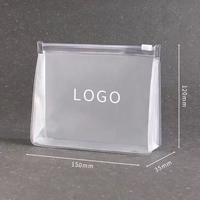 Sac de toilette transparent en vinyle givré avec logo personnalisé, imperméable, avec fermeture éclair, sac de toilette en PVC transparent