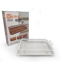 Plateau de cuisson antiadhésif pour four avec panier de friteuse à air en maille surélevé pour four, ensemble de 2 pièces, plateau de friteuse à air pour four