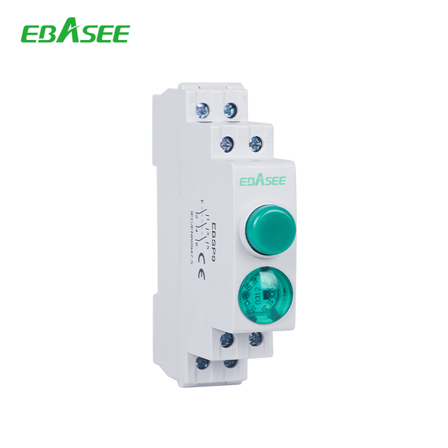 EBASEE or OEM EBSP9 Modular DIN Rail Red Green Pushbutton Switch with LED Control Rail Module Push Button Indicator