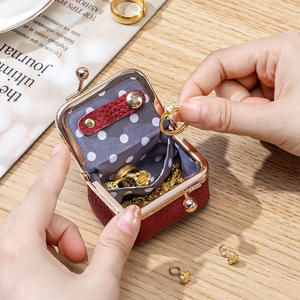 AndoBag Monedero Pequeño de Cuero Genuino, Color Sólido, Cierre de Broche, Estilo Casual, Bolsa Pequeña para Joyas para Mujer - Product Image 2