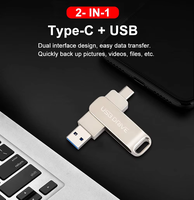 Unidad Flash USB Móvil 2 en 1 de Gran Capacidad, 16GB 32GB 64GB 128GB, USB 2.0 OTG Tipo C, Garantía de 3 Años