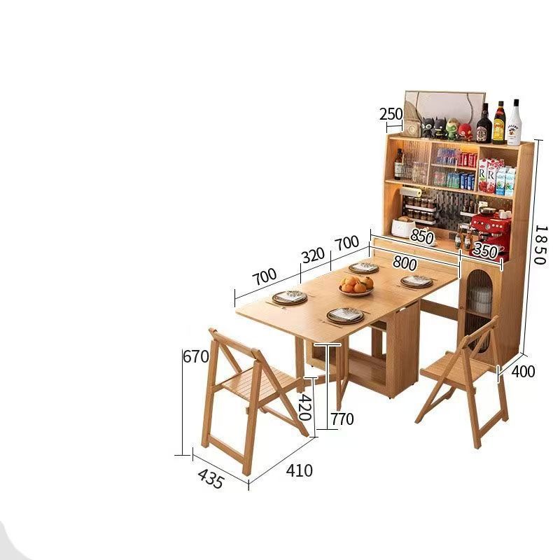 [Couleur bois naturel] Table à manger, armoire et chaises de 1,2 m * 2