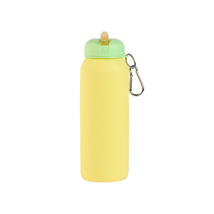 Bouteille d'eau pliable en silicone liquide sans BPA pour les sports de plein air, la salle de sport et les voyages, avec couvercle en plastique et paille pour boire, personnalisable avec logo - Product Image 6