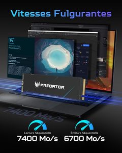 Predator M.2 SSD 2TB GM7000 dengan DRAM Cache NVMe 1.4 2280 PCIe Gen4x4 SSD Internal Kecepatan Ultra Tinggi Kompatibel dengan PS5 Pro - Product Image 2
