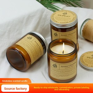 Bougie parfumée artisanale sans PFAS en pot métallique ambré, cire de soja 150g pour l'aromathérapie à domicile et la décoration vintage, durée de combustion 40-60 heures - Product Image 3