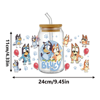 Caniche animal chiot autocollant thème UV DTF transfert tasse autocollant auto-adhésif UV décoratif décalcomanie étanche métal tasse autocollant