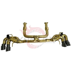 Sistema de Escape Deportivo Vortex Premium con Acabado Dorado en Acero Inoxidable SS304 para Corvette C8 Stingray, con Válvula Electrónica y Cuatro Salidas Negras - Product Image 2