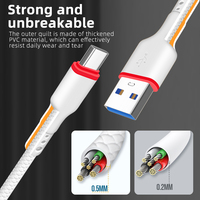 Câble USB Type-C de charge rapide 2.4A, 1M, CE, en PVC durable, 60W, pour téléphone portable iPhone, prix de gros d'usine