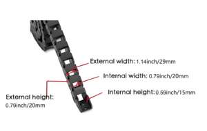 Yodel Fabricante China Inserto de rosca M6 Cadena de eslabones de cable flexible Tamaño de nailon 15x20mm Portadores de alambre Cadena de arrastre de plástico - Product Image 3