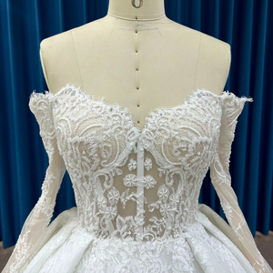 Costumes de mariage parfaits pour les femmes robe de bal robe de mariée en organza Scoop dentelle Vestido De Noiva Lssm030 - Product Image 5