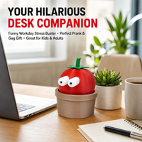Nouveauté : Jouet Tomate Effet Réaliste avec Pot – Anti-stress de Bureau, Jouet Sensoriel à Presser, Jouet Alimentaire Réaliste – Coffret Cadeau