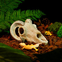 Caverne cachette pour reptiles Ustovian en PVC, en forme de corne de chèvre, accessoire de terrarium, décoration squelette pour reptiles
